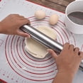 thumbnail image 5 of Stainless Steel Rolling Pin and Silicone Mat Set, Adjustable Thickness Rings - For Baking Dough, Pizza, Pies, Pastries, Pasta, Cookies, 5 of 8