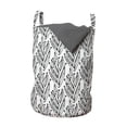 thumbnail image 1 of Botanical Laundry Bag, Hand Drawn Foliage Doodle Forest Leaves Herbs Bush Nature Motif, Basket with Handles Drawstring Closure for Laundromats, 13" x 19", Charcoal Grey and Coconut, by Ambesonne, 1 of 4