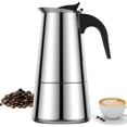 thumbnail image 1 of Cafetière Espresso Cafetière à Induction Cafetière en Acier Inoxydable pour Cuisinière Cafetière Moka 200 Ml/4 Tasses Cafetière Portable Convient aux Plaques à Induction Cuisinière Maison Camping, 1 of 10
