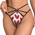 thumbnail image 2 of Dark Red Love Heart Pattern Open Type Women's Panties Crotch Opening G-strings Thongs Lingeries Underwear, 2 of 7