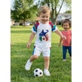 thumbnail image 4 of BemeyourBBs Kids Patriots Soccer Jersey Toddler Baby Boys Football Outfits Soccer Printed Contrast Colors Short Sleeves T-shirt And Elastic Shorts Set Toddler 2 Piece Summer Outfits, 4 of 9
