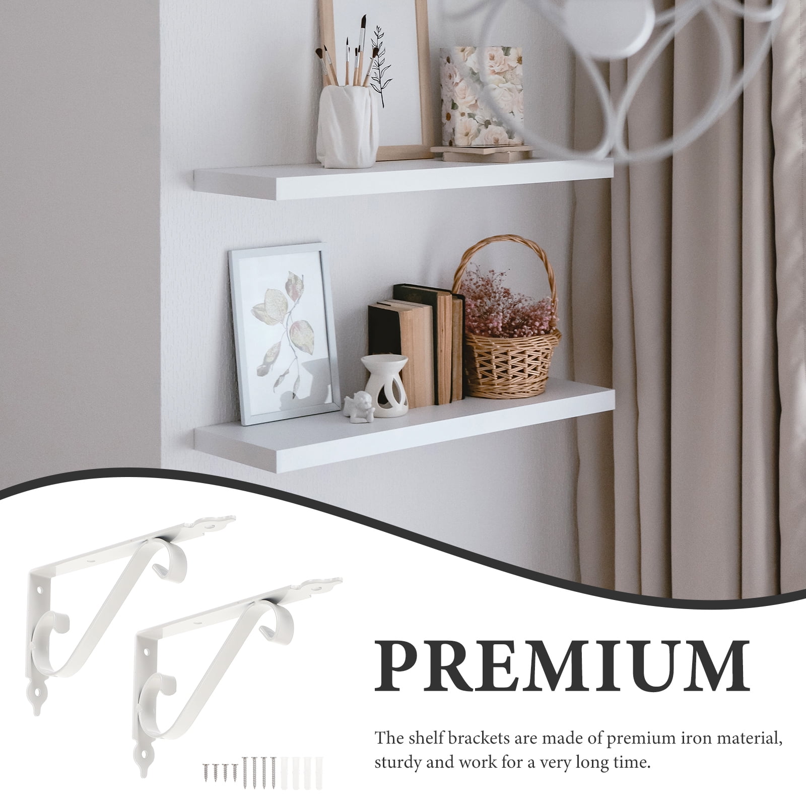 unbranded 4 Sets  Metal Wall Floating Triangle Shelf Brackets Hanger Bracket Wall Mounted Shelf Support for Floating Wood Shelves
