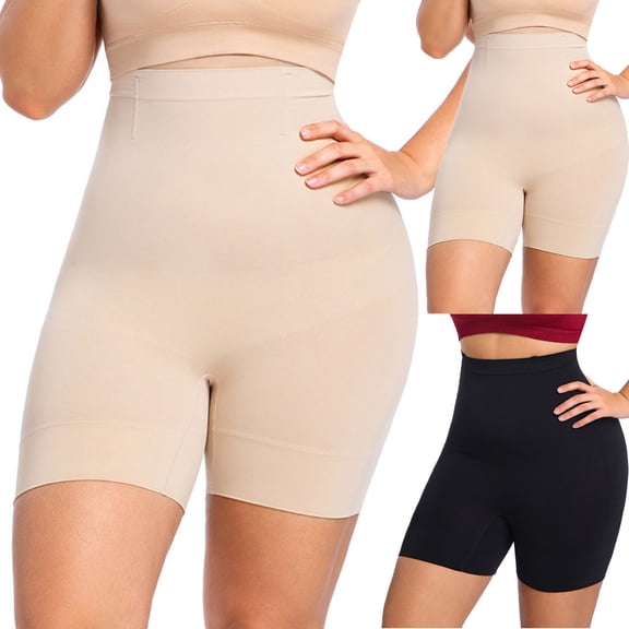 BiZtdJrK Black Shapewear for Women Tummy Control High Waist Body Shaper Thigh Slimmer Stretch Butt Lifting Shaping Shorts Under Dress L