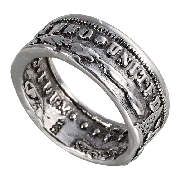 Fashion Men Antique Coin Style Ring Handmade Silver Color Rings for Men