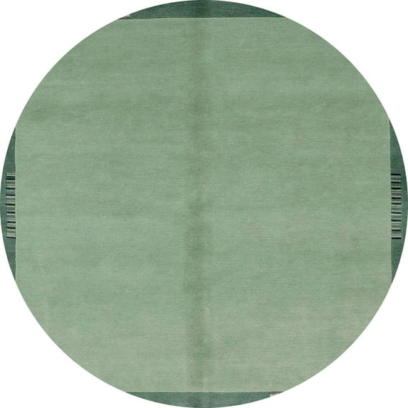 Ahgly Company Machine Washable Indoor Round Abstract Green Area Rugs, 8' Round