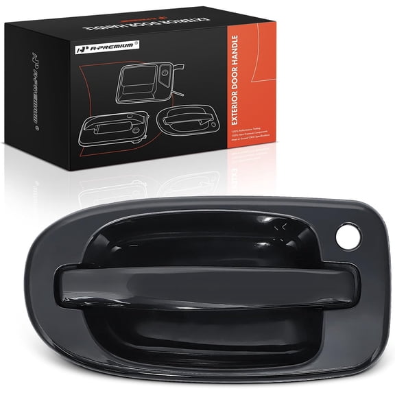 A-Premium Front Right Passenger Side Exterior Door Handle with Keyhole Compatible with Buick Terraza & Chevrolet Uplander, Venture & Oldsmobile Silhouette & Pontiac Montana & Saturn, Smooth Black