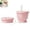 Pink, variant on Silicone Collapsible Cup With Straw & Hanging Rope Foldable Mug With Lid Portable Water Bottle For Hiking Sports(Beige-9*9*7)
