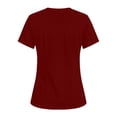 thumbnail image 4 of Iaqnaocc Scrubs for Women Plus Size Solid Nurse Uniforms Trendy V Neck Side Slits Scrub Shirt Holiday Short Sleeve Tees Blouse with 3 Pockets Wine 3XL, 4 of 4