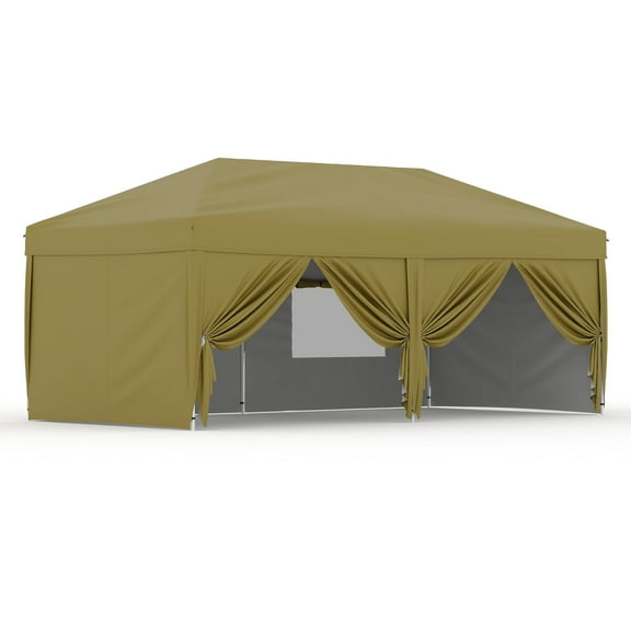 10'x20' Pop Up Canopy Tent with 6 Sidewalls, Waterproof and UV Resistant Outdoor Gazebo, Easy Up Sun Shade Shelter for Parties, Events, Backyard