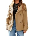 thumbnail image 5 of Double Breasted Women Long Sleeved Casual Trench Coat Lapel Jacket, 5 of 6