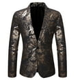 thumbnail image 2 of UVEASISHA Mens Sequin Tuxedo Jacket Slim Fit Prom Party Jackets One Button Notch Lapel Night Club Blazer Suit Jacket for Host Clearance Sales,Gold,L, 2 of 4