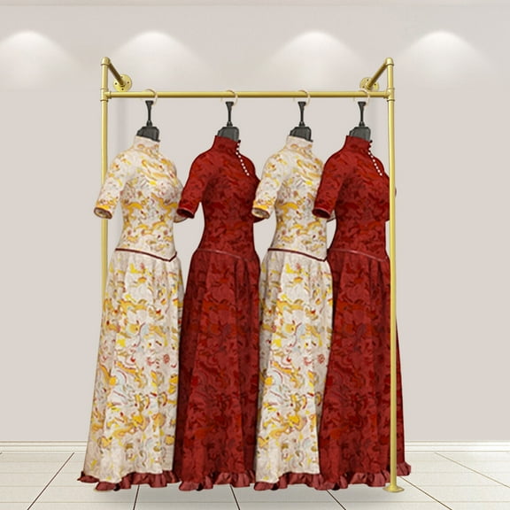 CNCEST Metal Clothing Rack Dress Hanging Display Stand Home &Shop Storage Shelf Gold