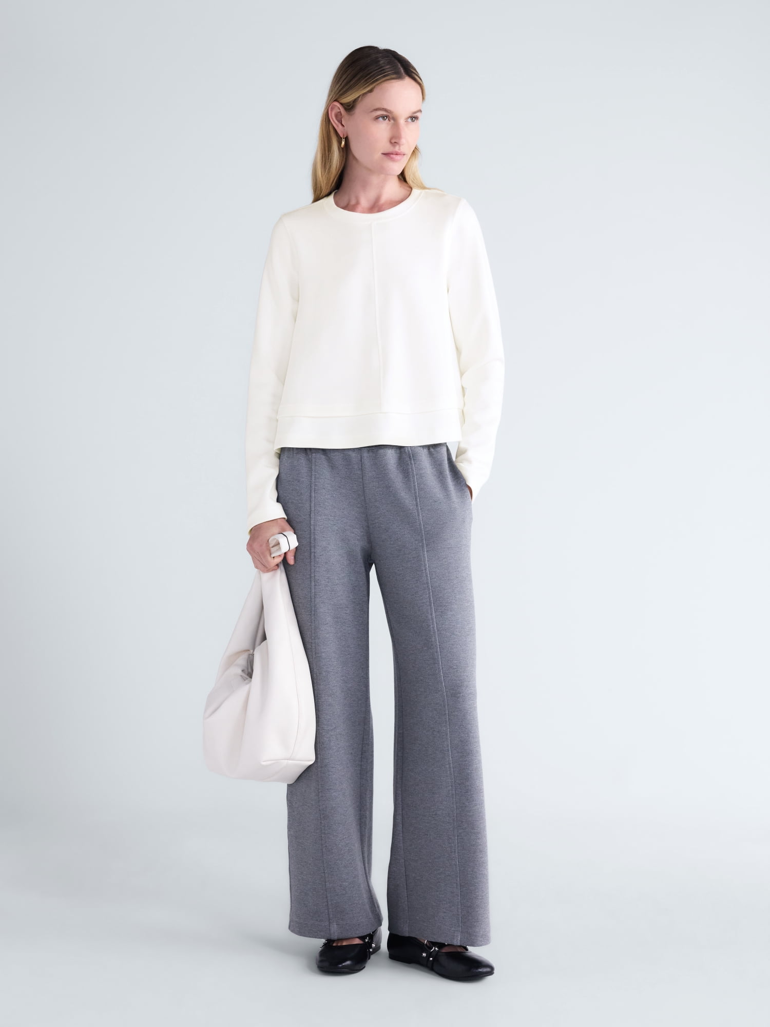 Scoop Women's and Women's Plus Scubaknit Cropped Tiered Top, Sizes XS-4X