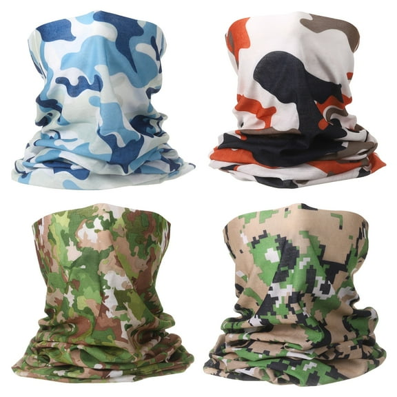 4pcs Summer Cooling Neck Gaiter Sun Protection Face Mask Fishing Neck Gaiter Sunscreen Breathable Bandana for Men Women, Camo J