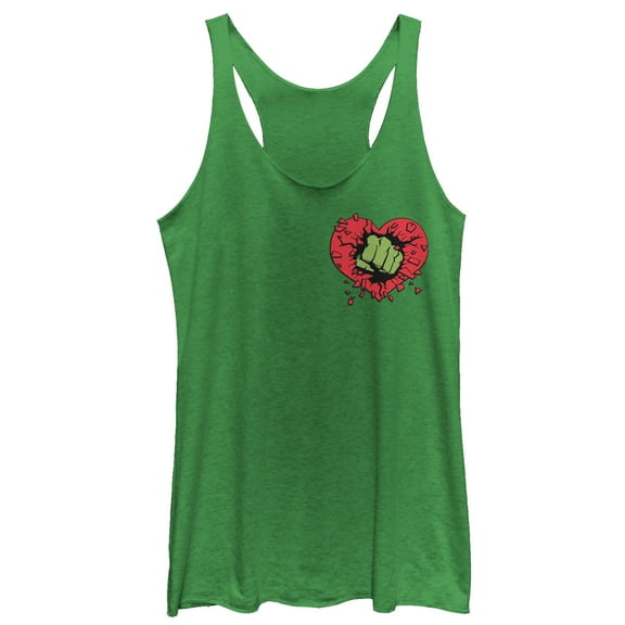 Women's Marvel Valentine's Day Hulk Heart Smash  Racerback Tank Top Envy Green X Small