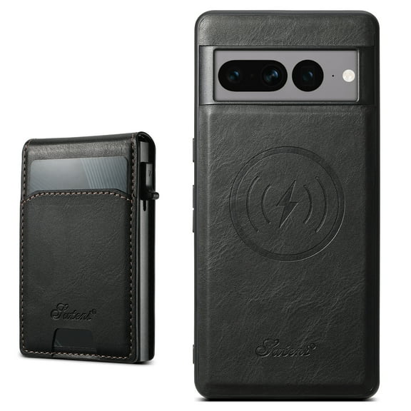 Compatible With Magsafe 2 in 1 Detachable Wallet Case For Google Pixel 9 / 9 Pro with Card Holder Women Men,Magnetic PU Leather RFID Blocking Flip Kickstand Card Slots Shockproof Phone Case,Black