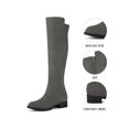 thumbnail image 3 of BLISSFUL STEP Halloween Women's Knee High Boots Chunky Heel Faux Suede Fall Winter Boots Gray 10, 3 of 8