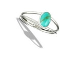 thumbnail image 4 of Double Shanked Simulated Turquoise Promise Ring .925 Sterling Silver Band Blue CZ Female Size 5, 4 of 4