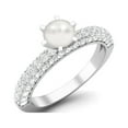 thumbnail image 2 of 5MM Round Shape Pearl Gemstone 925 Sterling Silver Solitaire Womenâ€™s Wedding Valentines Day Gifts Ring, 2 of 3