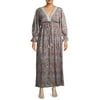 Romantic Gypsy Women's Plus Size Crochet Neck Ruffle Sleeve Maxi Dress