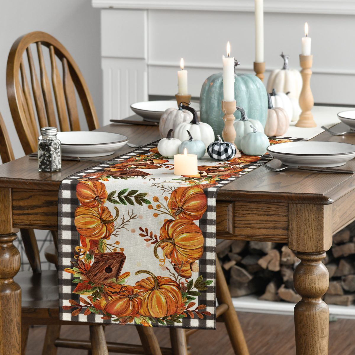 Sm:)e All Seasons Seasonal Decorative Set of 4 Table Runner for Dining Table 13 x 72 Inch, Spring, Summer, Autumn and Winter， Farmhouse Kitchen Dining Room Decoration
