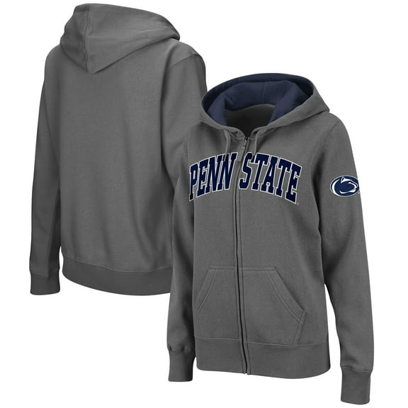 Women's Colosseum Charcoal Penn State Nittany Lions Arched Name Full-Zip Hoodie
