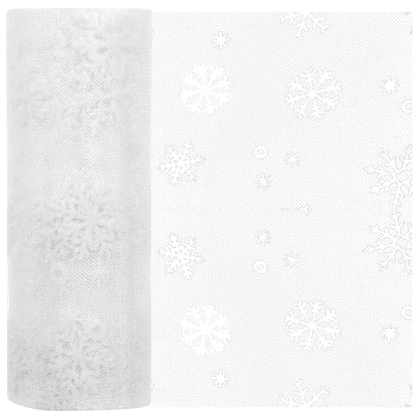 1 rollo navideño copo de nieve tul brillo brillo de organza una cinta de copos de nieve para decoración de navidad decoración de la fiesta de envoltura de regalos