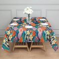 thumbnail image 3 of Pioneer Flower Floral Print Pattern Square Tablecloth,Waterproof Square Table Cover,Wipeable Spillproof Washable Table Cover for Home Kitchen Party Decor 60"x60"(152x152cm), 3 of 6