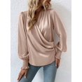 thumbnail image 6 of Women'S Elegant V-Neck with Lantern Sleeves Temperament Commuting Solid Color Shirt Top  XL, 6 of 7