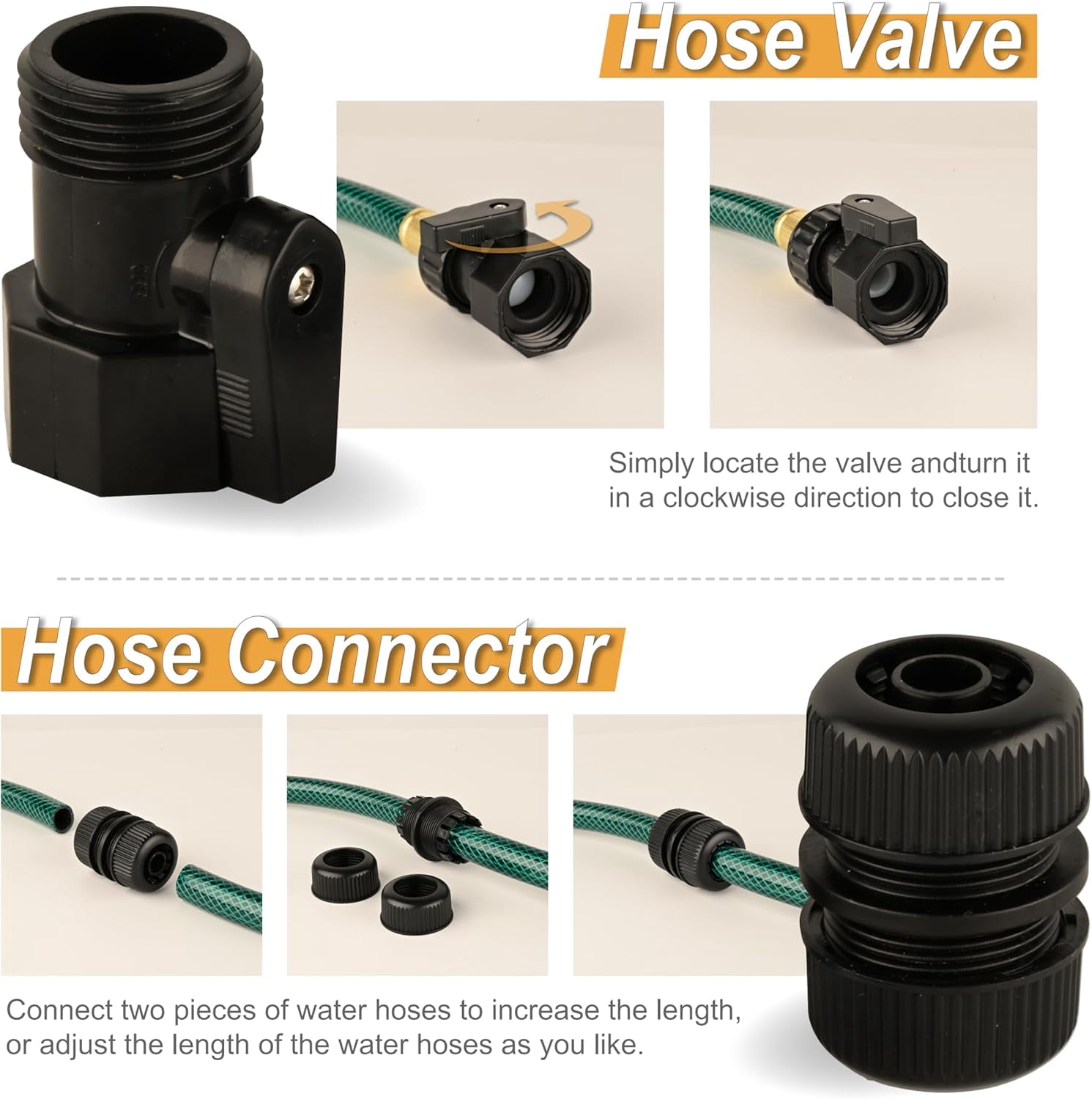 MKEUDQ-3FT PVC Flexible Connector Leader: 1/2" Short Garden Hose for Faucet Extension Hose Reels RV Filters Sprinklers and Drip Irrigation