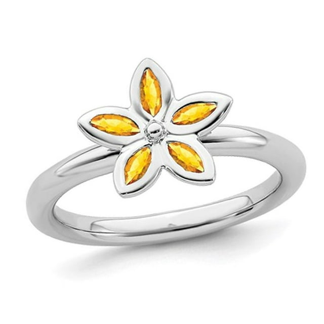 Citrine Flower Bague 1/3 carat (CTW) en argent sterling