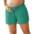 thumbnail image 2 of TANYSU Women's Double Layered Pleats Maternity Shorts Underbelly Drawstring Elastic Waist Shorts With Pockets Summer Cute Beach Casual Shorts Solid Color Comfort, 2 of 4
