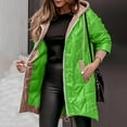 thumbnail image 2 of XPMWRP Women's Patchwork Hooded Jackets Solid Color Fashion Long Sleeve Loose Jacket Winter Warm Casual Zip Up Coats with Pockets Green M, 2 of 9