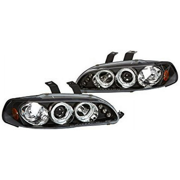 Spec-D Tuning 2LHP-CV923JM-TM Honda Civic 3Dr Dual Halo Led Black Projector Head Lights