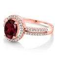 thumbnail image 3 of Gem Stone King 2.11 Ct Oval Red Rhodolite Garnet 18K Rose Gold Plated Silver Ring, 3 of 4