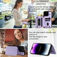 thumbnail image 3 of Case for iPhone 15 Pro Max, Detachable Crossbody Strap Wallet Case with Card Slots, Stand Ring Flip PU Leather Protective Cover Lanyard for Women for iPhone 15 Pro Max, Purple, 3 of 7