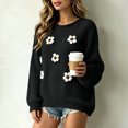 thumbnail image 5 of Enjoytime Long Sleeve Tops for Women Floral Knitted Crew Neck Pullover Sweater Fall Casual Plus Size Womens Clothing, 5 of 5