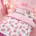 thumbnail image 3 of meiyoeat Pink Cowboy Paisley Bedding,Girly Western Pattern Duvet Cover Full For Girl,Reversible,3pcs,1 Duvet Cover and 2 Pillowcases, 3 of 6