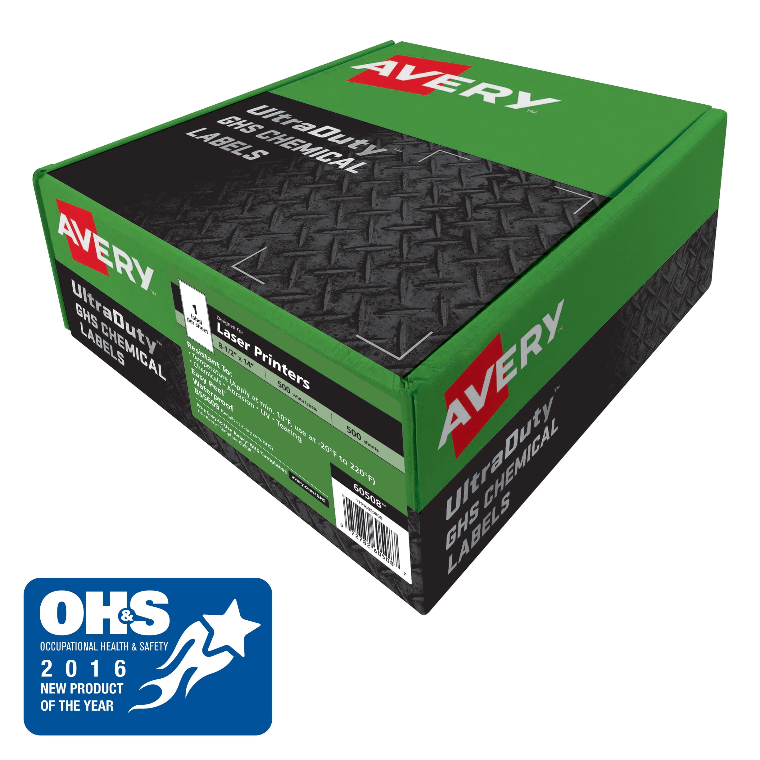 Avery UltraDuty GHS Chemical Labels, Permanent Adhesive, Waterproof, UV Resistant, 8-1/2" x 14 ...