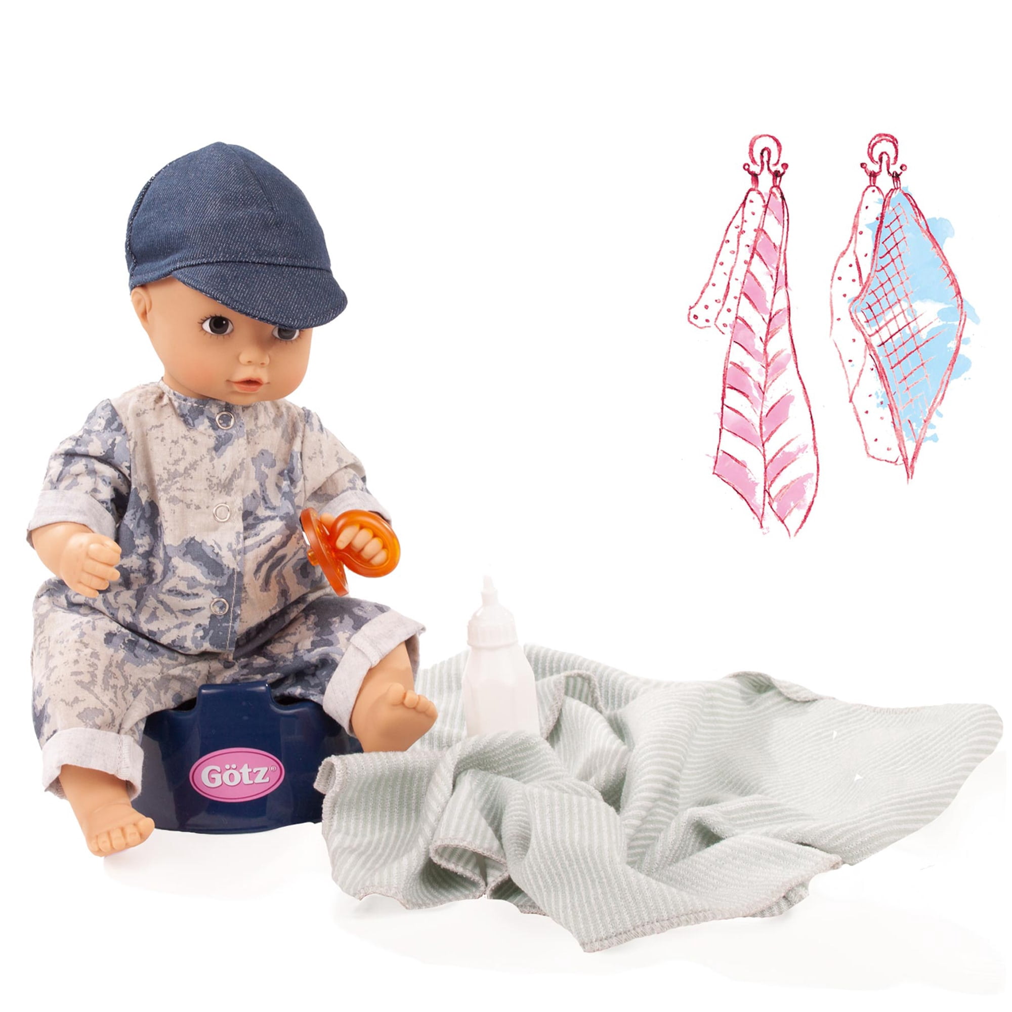 Gotz Little Aquini Boy Drink & Wet Bath Doll 12" baby doll