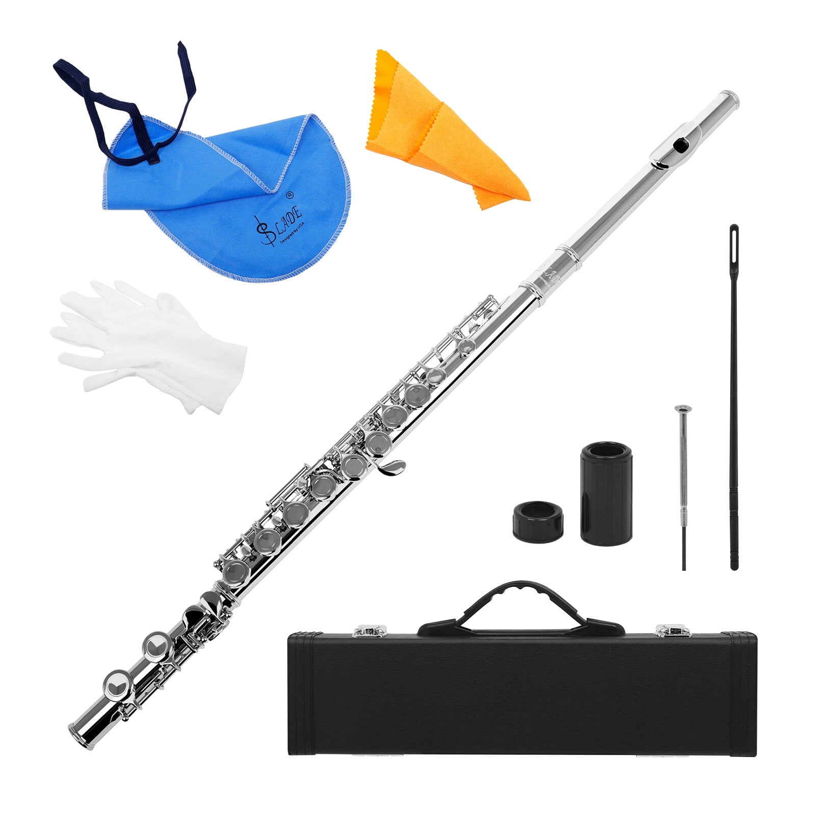 Yeacher Western Concert Flute Cupronickel Nicke Plated 16 Holes C Key ...