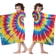 thumbnail image 4 of Colorful Tie Dye Mandala Pattern Hooded Bath Towel，50"x30" for Ages 3 To 12 Kids, Quick Dry Lightweight Soft Microfiber Hood Beach Towel Cover Up for Kids, 4 of 7