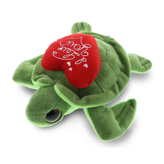 DolliBu I LOVE YOU Plush Big Eye Sea Turtle – Cute Stuffed Animal with Heart Message for Valentines, Anniversary, Romantic Date, Boyfriend, Girlfriend Gift – 6 Inches