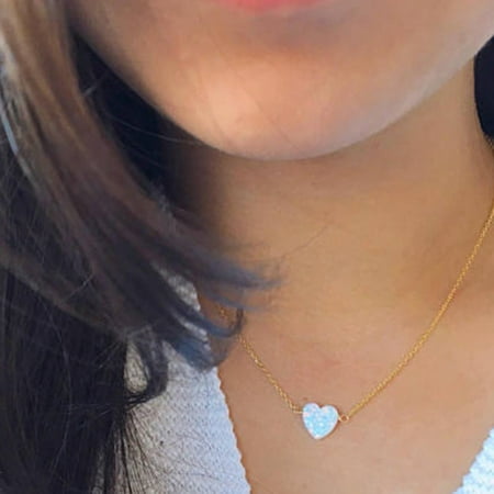 - Fancyleo Womens Charm Mini Heart Shaped Necklace Pendant Simulated Gemstone Jewelery 2 Pcs
