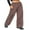 Brown, variant on Michellecmm Women Loose Cargo Pants Casual Solid Color Elastic Waist Wide Leg Joggers Trousers with Pockets for Streetwear
