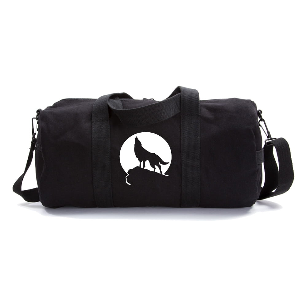 Howling Wolf Full Moon Sports Gym Bag with Shoes Compartment Travel Duffel Bag for Men and Women