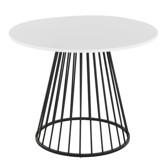 Silver Orchid  Canary Pugo Round Dining Table with Pedestal Base White Wood/Black Metal