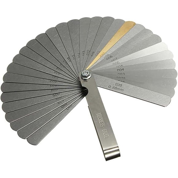 Steel Feeler Gauge For Tight Spaces, Dual Marked Metric And Imperial Polished Hardened Blades Universal Tool For Professional Mechanics (Stainless Steel Construction)