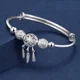 thumbnail image 2 of Brazalete de plata de ley 925 fina de tamaño ajustable, atrapasueños, borla, cuentas de plumas, pulsera, joyería para mujer, boda, 2 of 2