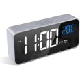 thumbnail image 1 of Reloj despertador digital, reloj despertador LED con función de repetición, carga de puertos USB (color plateado), 1 of 5